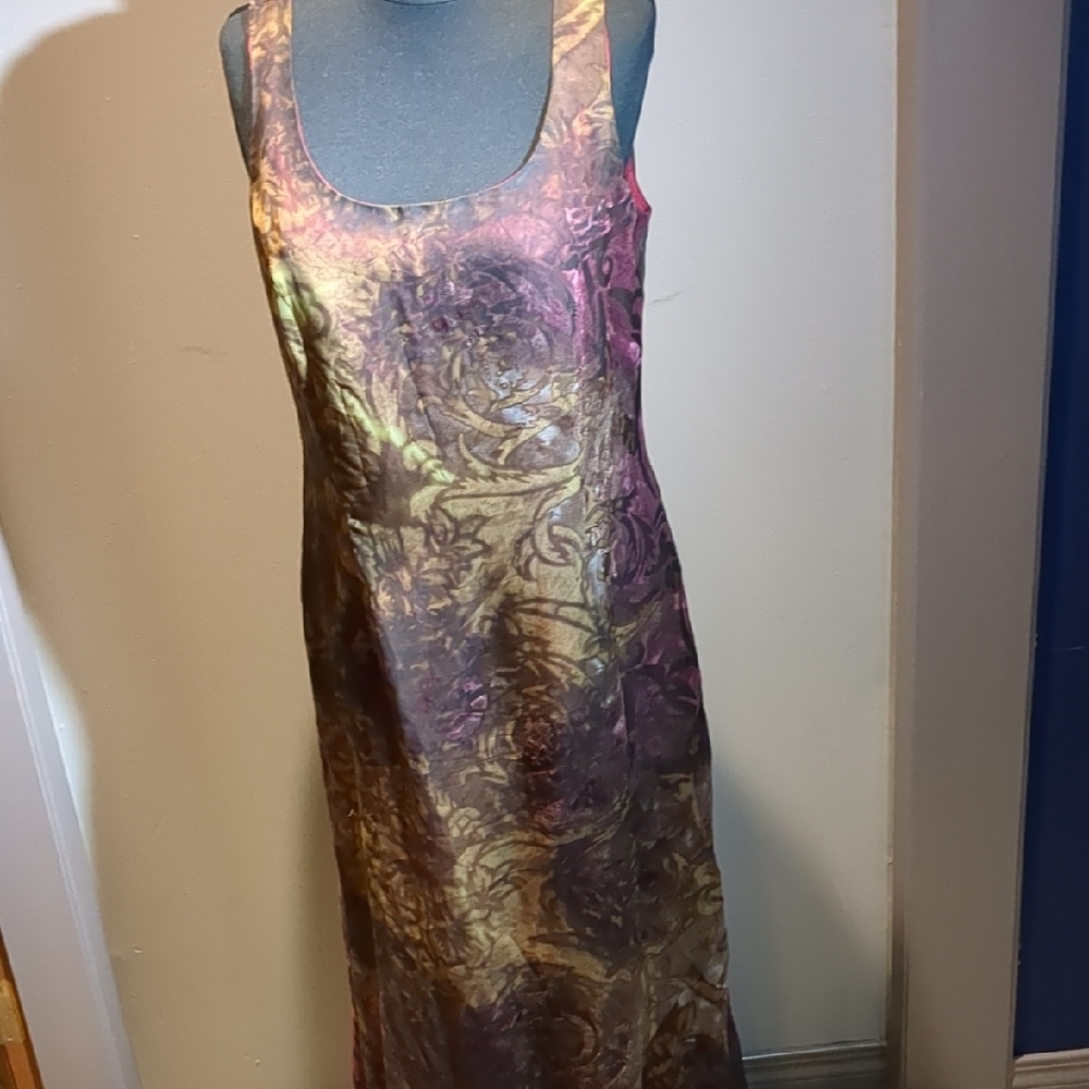 Pink and Purple Sleeveless Sheath Maxi Dress